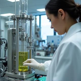 超臨界CO2抽出装置を操作する科学者